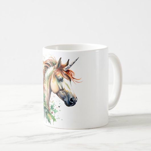 Mug Unicorne à Noël (Devant droit)