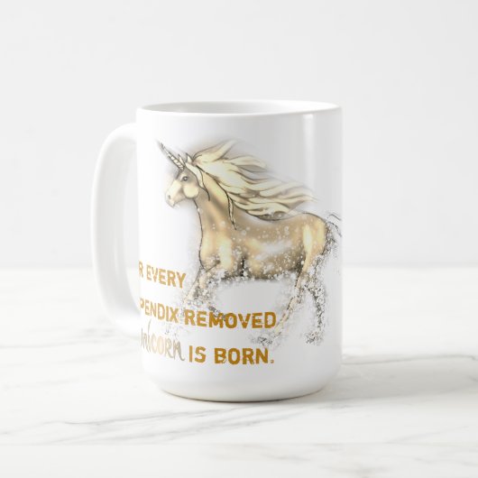 Mug Unicorne Appendice retrait Coupe (Devant gauche)