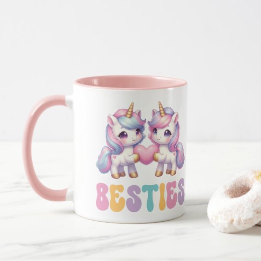 Mug Unicorne Besties Meilleurs Amis Pour Toujours (Avec donut)