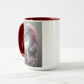 Mug Unicorne blanche personnalisée avec Mane rose (Devant gauche)
