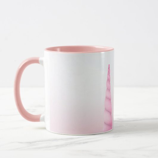 Mug Unicorne blanche rose Personnalisée (Gauche)