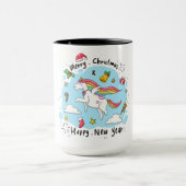 Mug Unicorne bleue pour enfants Joyeuses fêtes (Centre)