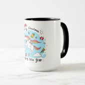 Mug Unicorne bleue pour enfants Joyeuses fêtes (Devant droit)