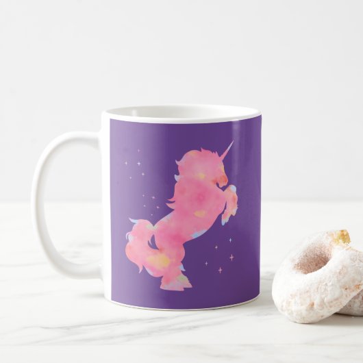 Mug Unicorne d'aquarelle rose personnalisée (Avec donut)