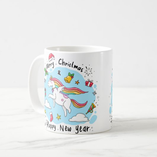 Mug Unicorne de Noël (Devant gauche)