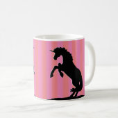 Mug Unicorne d'élevage noir (rayé rose) (Devant droit)