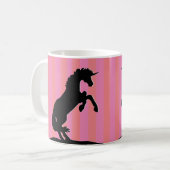 Mug Unicorne d'élevage noir (rayé rose) (Devant gauche)