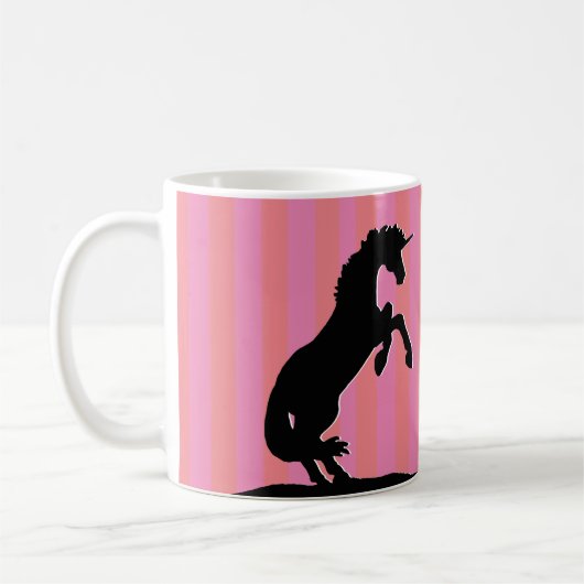 Mug Unicorne d'élevage noir (rayé rose) (Gauche)