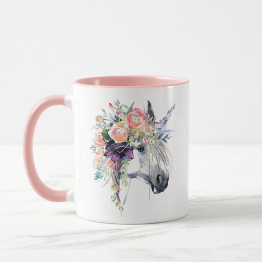 Mug Unicorne en fleurs (Gauche)