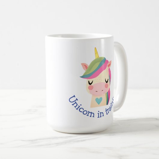 Mug Unicorne en formation Citation amusante (Devant droit)