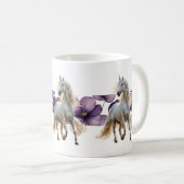 Mug Unicorne et fleurs pourpres (Devant droit)