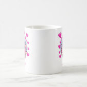 Mug Unicorne mignonne, Coeurs et Fleurs roses, Nom per (Centre)