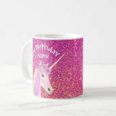 Mug Unicorne personnalisée Anniversaire Parties scinti (Devant gauche)