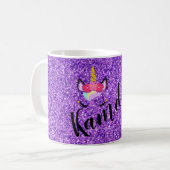 Mug Unicorne personnalisée Purple Parties scintillant (Devant gauche)