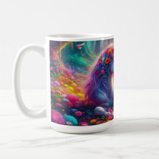 Mug Unicorne reposant dans une forêt enchantée (Gauche)