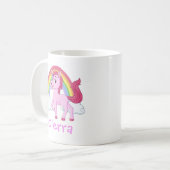 Mug Unicorne rose arc-en-ciel Nom personnalisé (Devant gauche)