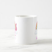 Mug Unicorne rose arc-en-ciel Nom personnalisé (Centre)