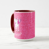 Mug Unicorne rose parties scintillant (Devant gauche)