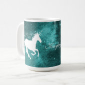 Mug Unicorne turquoise Boug de café personnalisé (Devant gauche)
