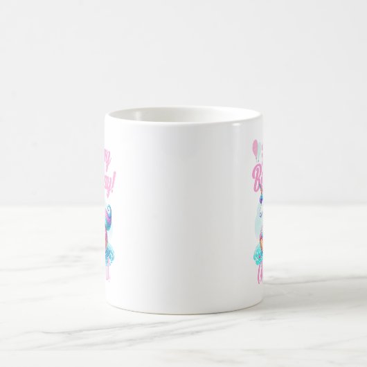 Mug Unicorne Whimsical Donut mignonne Rainbow Pool Par (Centre)