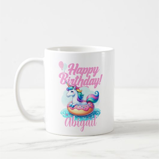 Mug Unicorne Whimsical Donut mignonne Rainbow Pool Par (Gauche)