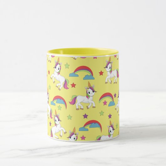 Mug Unicornes mignonne jaune (Centre)