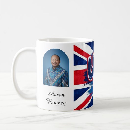 Mug Union Jack British Flag Vintage Personalized (Gauche)