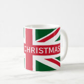 Mug Union Jack de Noël ~ Rouge, Vert et Blanc (Devant droit)
