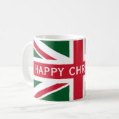 Mug Union Jack de Noël ~ Rouge, Vert et Blanc (Devant gauche)