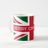 Mug Union Jack de Noël ~ Rouge, Vert et Blanc (Devant gauche)