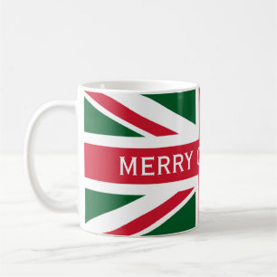 Mug Union Jack de Noël ~ Rouge, Vert et Blanc