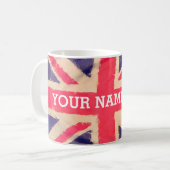 Mug UNION JACK FLAG grunge + votre texte (Devant gauche)