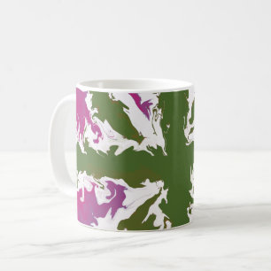 Mug Union Jack Painted UK Art Rose and Green Art Home