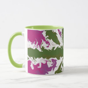 Mug Union Jack Painted UK Art Rose and Green Art Home