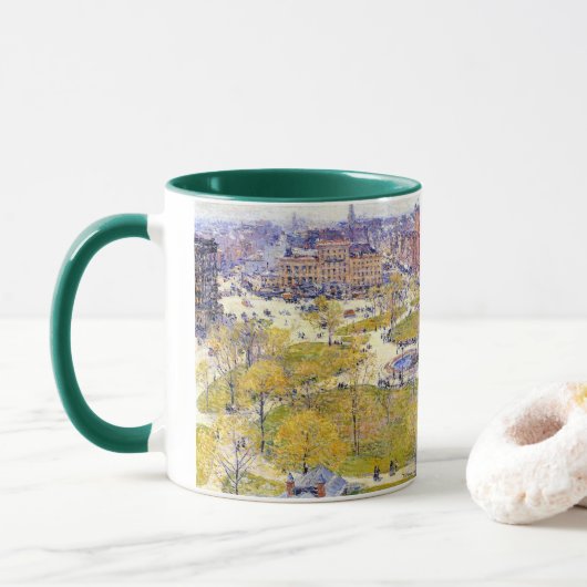 Mug Union Square au printemps par Frederick Childe Has (Avec donut)