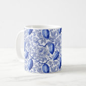 Mug Unique Blue Toile Cocoa Chic Botanical Pattern (Devant gauche)