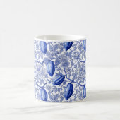 Mug Unique Blue Toile Cocoa Chic Botanical Pattern (Centre)