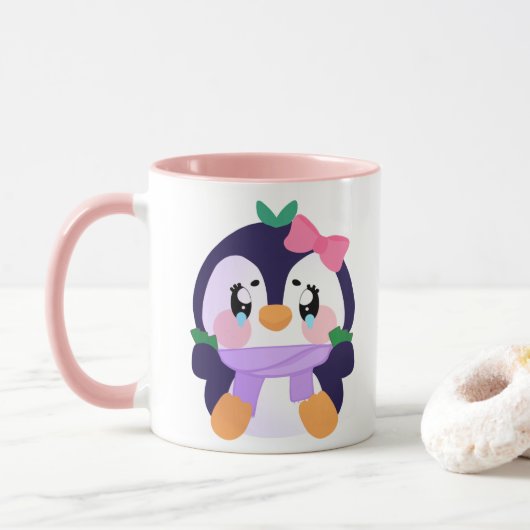 Mug Unique Broke Cute Penguin (Avec donut)