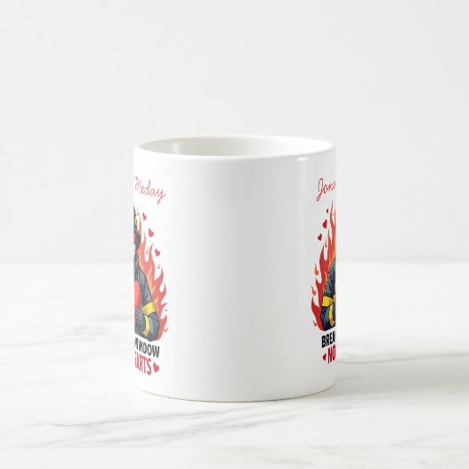 Mug Unique Firefighter Love Black and Red Text (Centre)