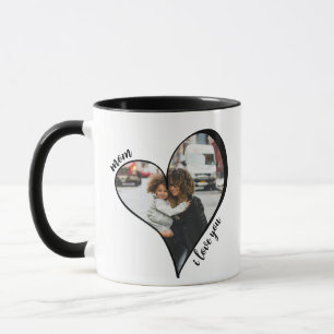 Mug Unique Heart Maman Je t'aime Photo personnalisée