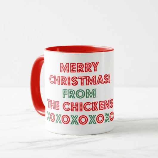Mug Unique : Joyeux Noël - des poulets ! (Devant gauche)