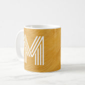 Mug Unique Monogramme Original Texturé Or et Blanc (Devant gauche)