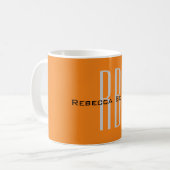 Mug Unique Unique Orange Initiales Monogramme Moderne (Devant gauche)