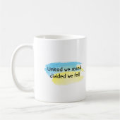 Mug United we stand quote jaune bleu Ukraine (Gauche)