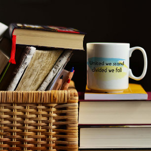 Mug United we stand quote jaune bleu Ukraine