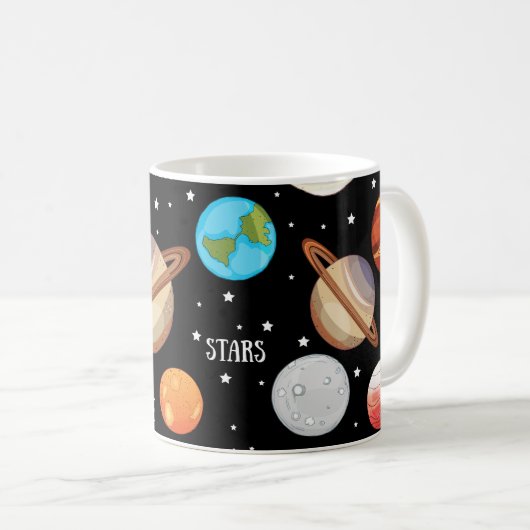 Mug Univers, l'espace, conception tirée par la main de (Devant droit)