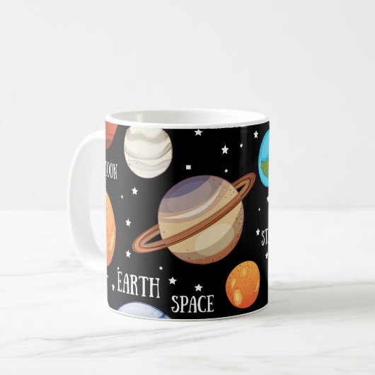 Mug Univers, l'espace, conception tirée par la main de (Devant gauche)