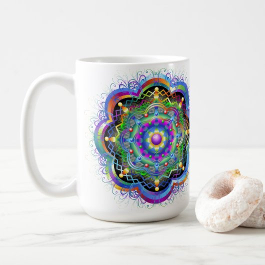 Mug Univers Mandala Couleurs Psychédéliques (Avec donut)