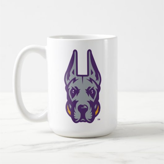 Mug Université d'Albany Chef de la mascotte Great Dane (Gauche)