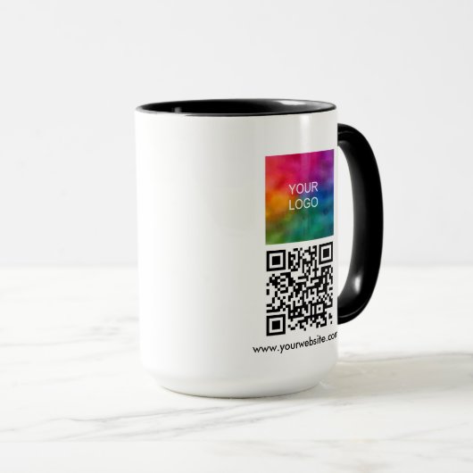 Mug Upload Company Logo Custom QR Code Combo (Devant droit)